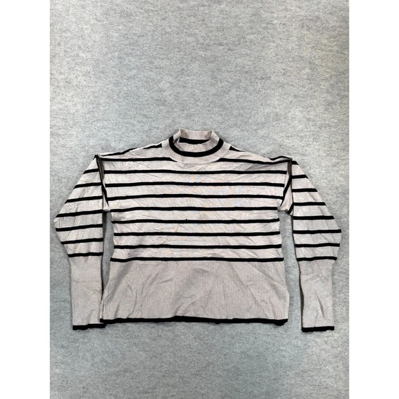 Rachel Zoe Sweaters - Rachel Zoe Sweater Womens Large Brown Striped Ribbed Trim Winter Warm Mock Neck